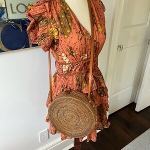 Free People Circle straw crossbody bag